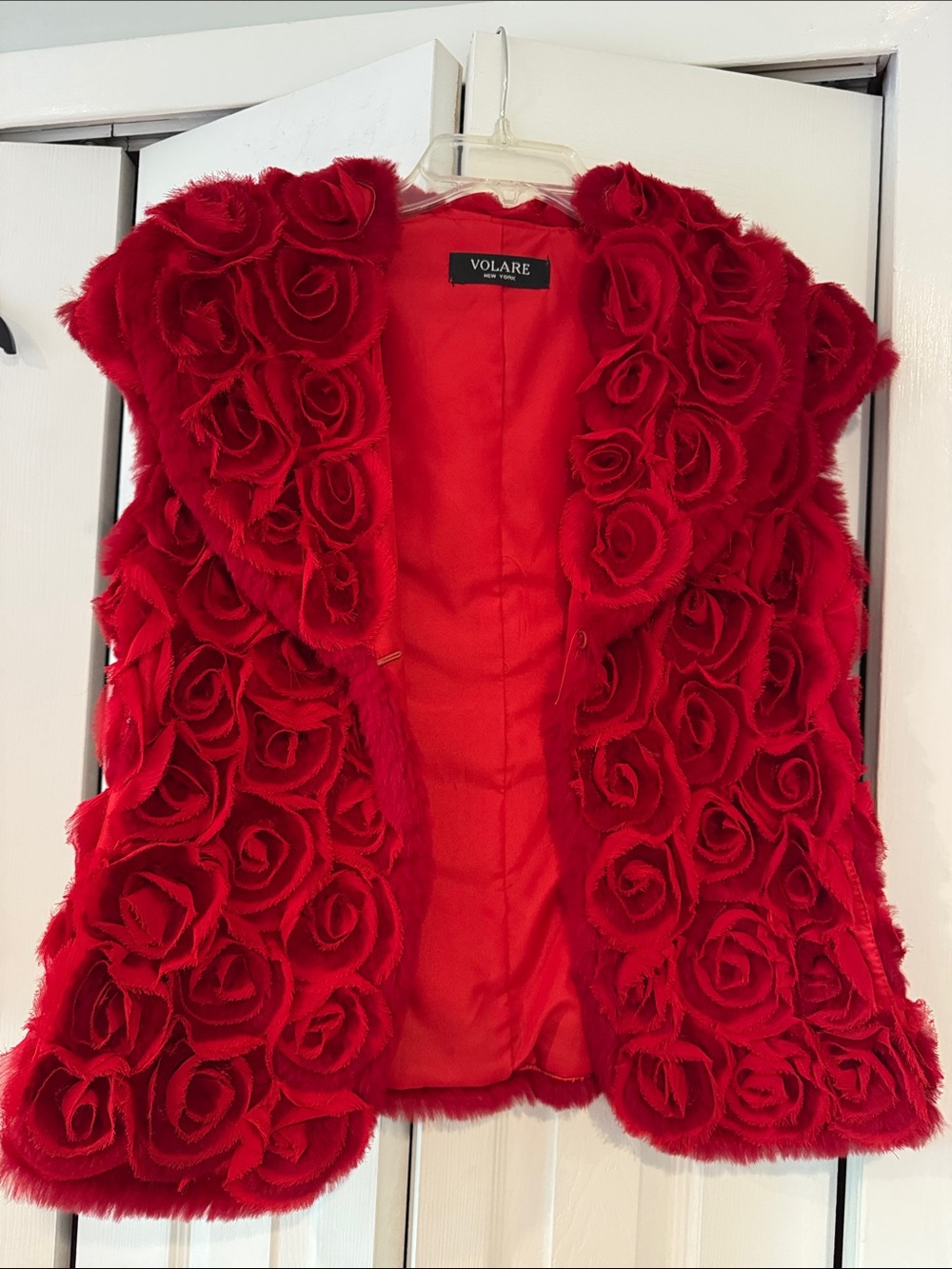 Red Rose Faux-Fur Vest